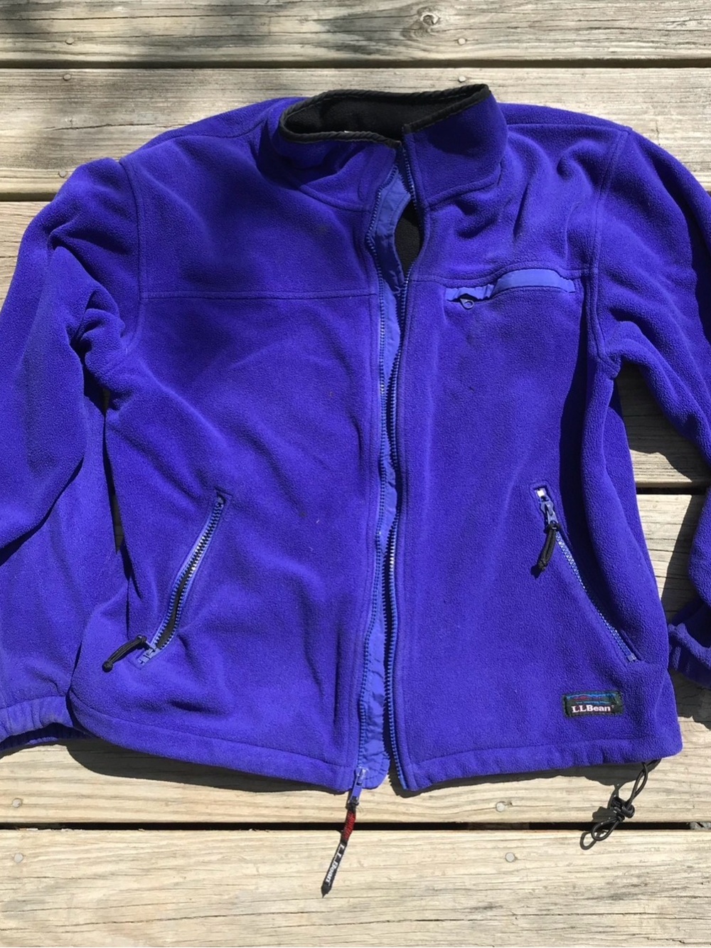 Vintage L.L. Bean Men’s Cobalt Blue Full-Zip Fleece Jacket - Made In U.S.A.